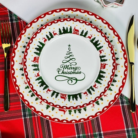 Lenardi 164-040 Набор из 6 тарелок 21см НОВЫЙ ГОД в под.уп.(х8)Фарфор