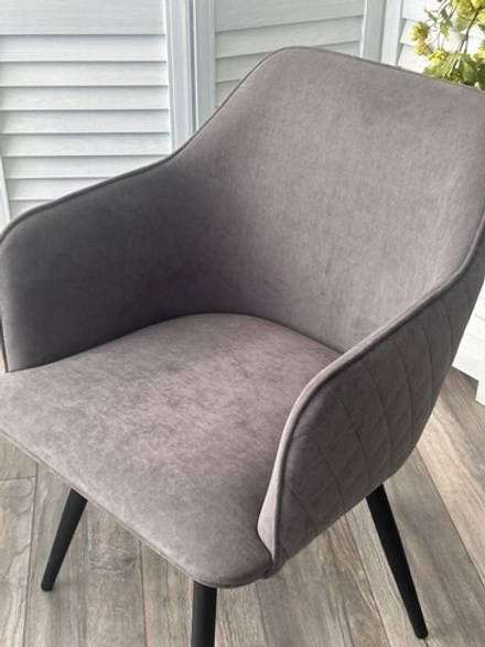 Стул М-City DISAUR Форт (Fort) поворотный на поворотный на 360 градусов, B28 темно-серый, Велюр, Черный каркас