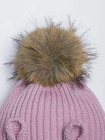 Шапка зимняя с помпоном и ушками для девочки