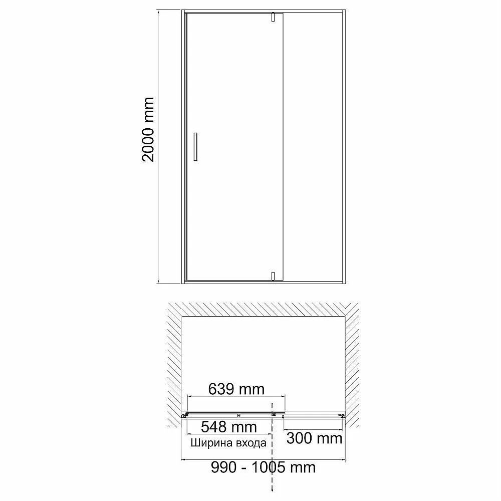 Душевая дверь WasserKRAFT Elbe 74P 100