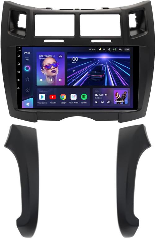 Магнитола для Toyota Vitz 2, Yaris 2 2005-2011 (рамка черная тип 2) - Teyes CC3 на Android 10, Быстрая, QLED, CarPlay, 4G SIM-слот