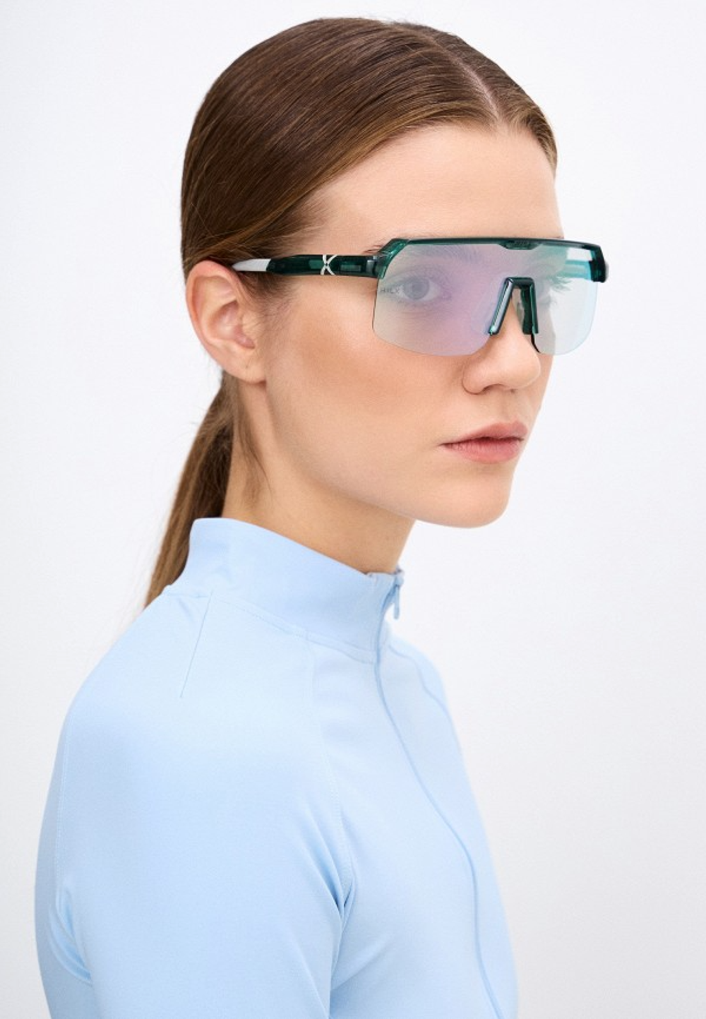 Спортивные очки с диоптриями HILX Inferno Shiny Crystal Green / Photochromic Purple Mirror Lens