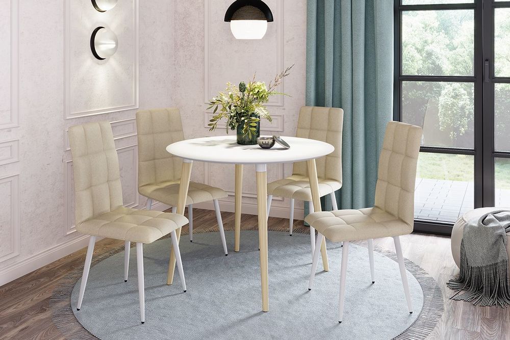 Стул Турин,светло-серый (экокожа) ноги белые