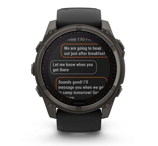 Умные часы Garmin Fenix 8, 51 мм, Solar, Sapphire Carbon Gray DLC Titanium with Black/Pebble Gray Silicone