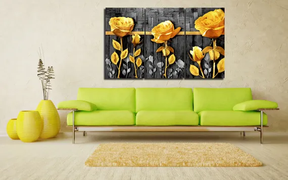 Модульная картина "Золотые розы"