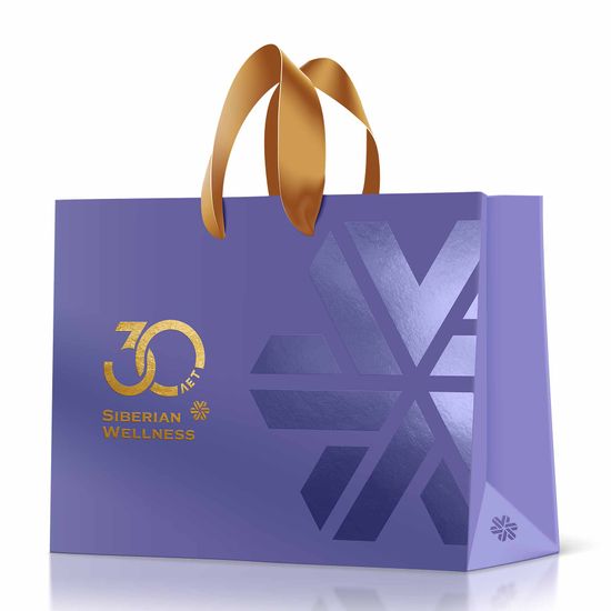 Пакет бумажный «Siberian Wellness 30 лет» (размер: 30х24х9 см)