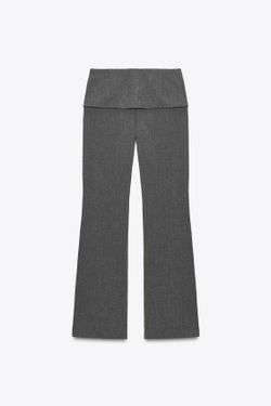 ZARA БРЮКИ С НАКЛАДНОЙ ТАЛИЕЙ, ТЕМНО-СЕРЫЙ