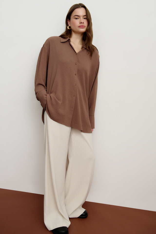 Рубашка оверсайз из жатого хлопка