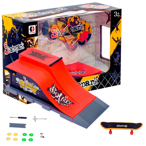 Скейтпарк: трамплин Квотерпайп и фингерборд