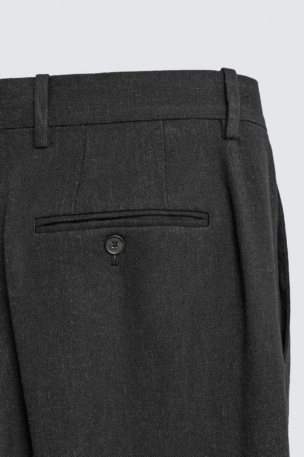 ZARA КОСТЮМНЫЕ БРЮКИ ИЗ ВИСКОЗЫ И КОНОПЛИ, ЧЕРНЫЙ