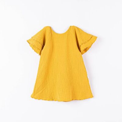 Ruffled muslin dress - Mustard