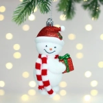 Елочная игрушка «Снеговик в шарфике» 6*4,5*12 см, Красный