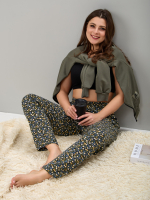 Брюки Б-18/тюльпаны-бирюзаромашки