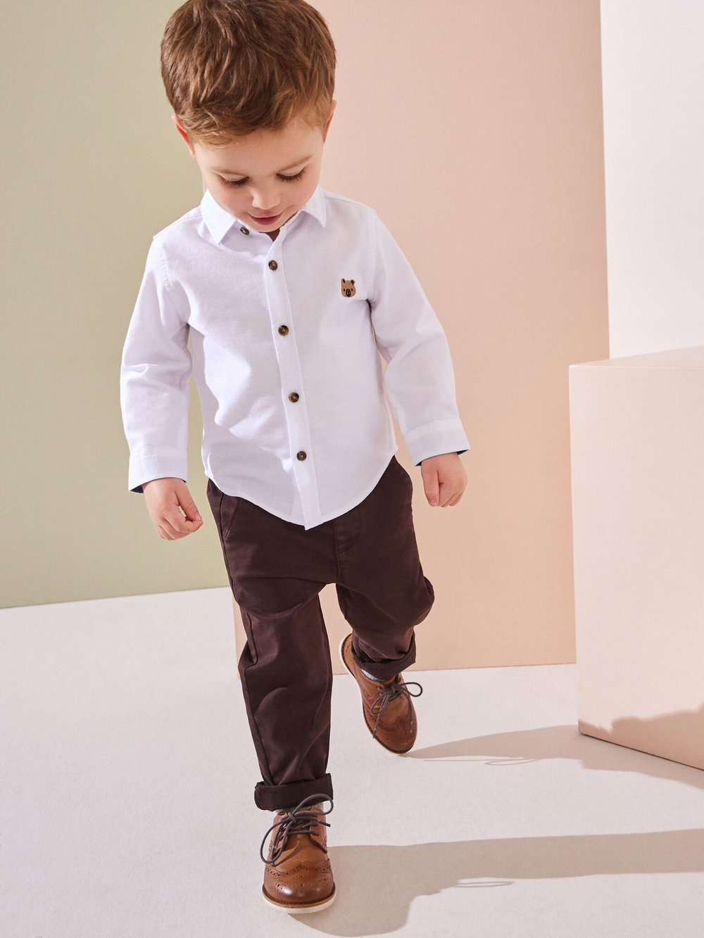 Рубашка с вышивкой для мальчика Next K83-251, Белый