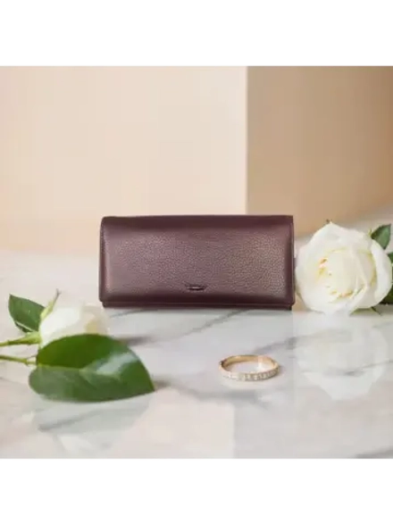 Компактный кошелек натуральная кожа марсала