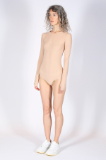 MM6 MAISON MARGIELA БОДИ С ДЛИННЫМ РУКАВОМ БЕЖЕВЫЙ