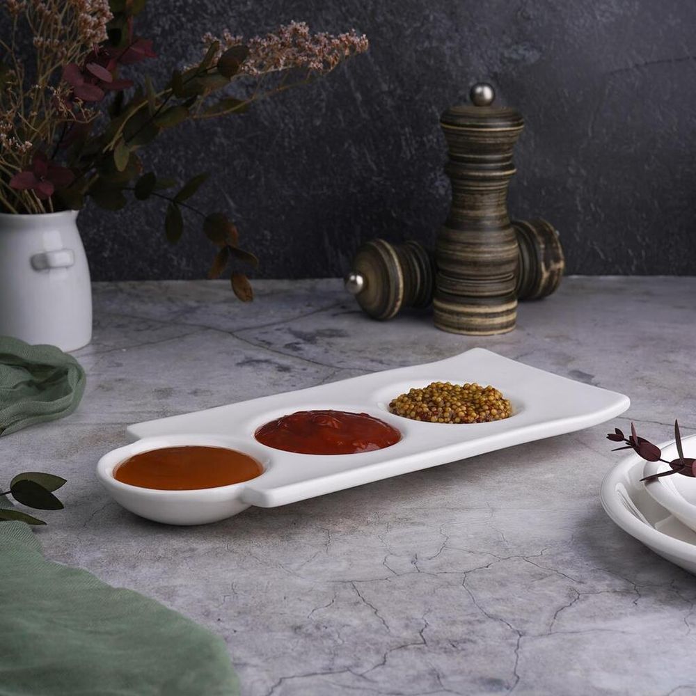 Менажница 24*10,5 см h2 см 3 отделения белая фарфор NEW P.L. Proff Cuisine [6]