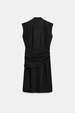 ZARA ПЛАТЬЕ-РУБАШКА С ПОЯСОМ — ZW COLLECTION, ЧЕРНЫЙ