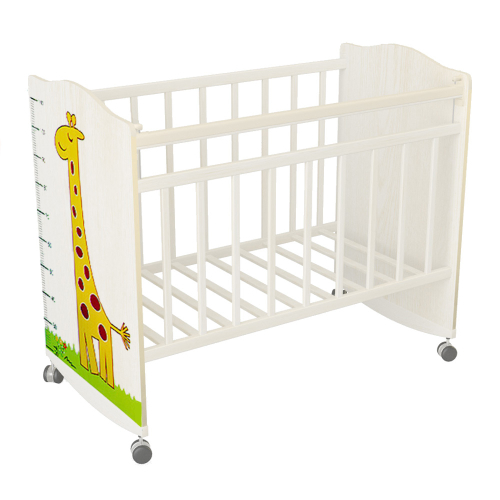Детская кровать Морозко жираф (колесо-качалка, белый)