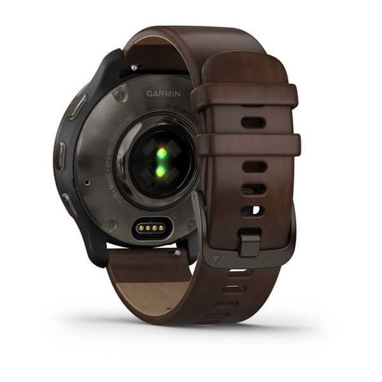 Умные часы Garmin Venu 2 PLUS серый с серым безелем и кожаным ремешком