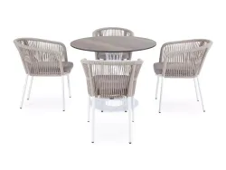 "Диего" обеденная группа на 4 персоны, круглый стол "дуб", цвет бежевый