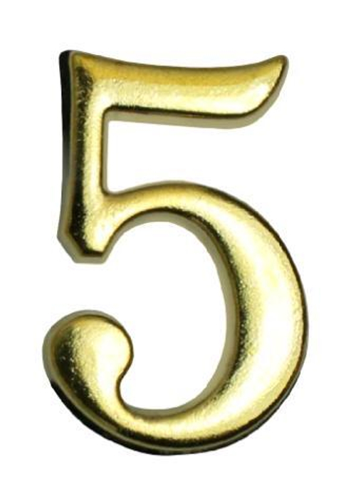 Цифра дверная АЛЛЮР ''5'' метал. на клеевой основе  ЗОЛОТО /5071