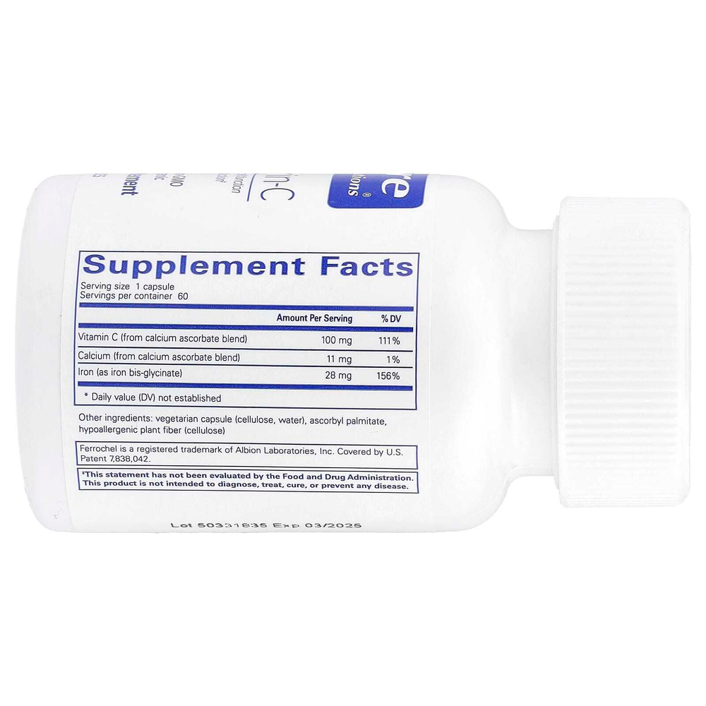 Pure Encapsulations, OptiFerin-C, 60 капсул