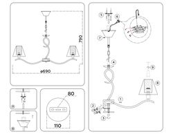 Ambrella Подвесная люстра со стеклянными плафонами Modern LH57091