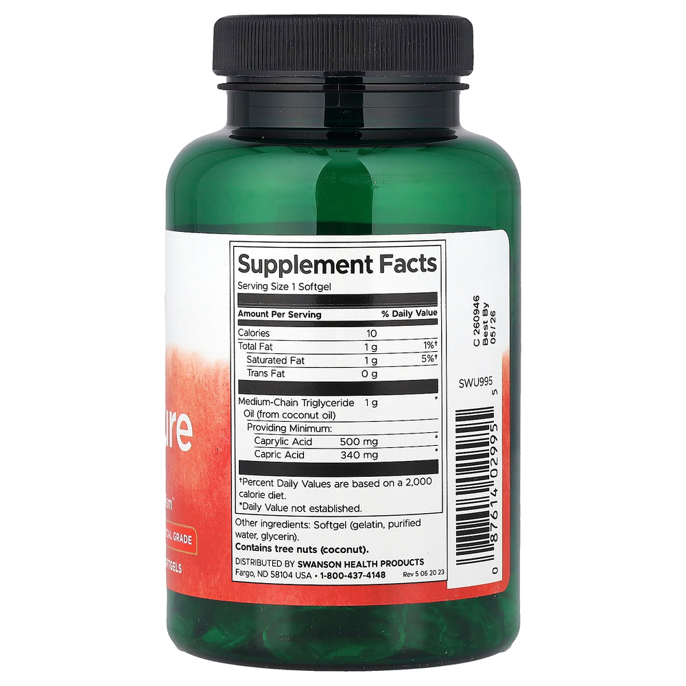 Swanson Vitamins, MCT Pure, 1000 мг, 90 мягких таблеток