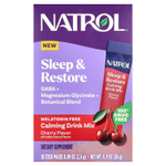 Natrol, Sleep & Restore, успокаивающая смесь для напитков, без мелатонина, вишня, 10 пакетиков по 2,6 г (0,09 унции)