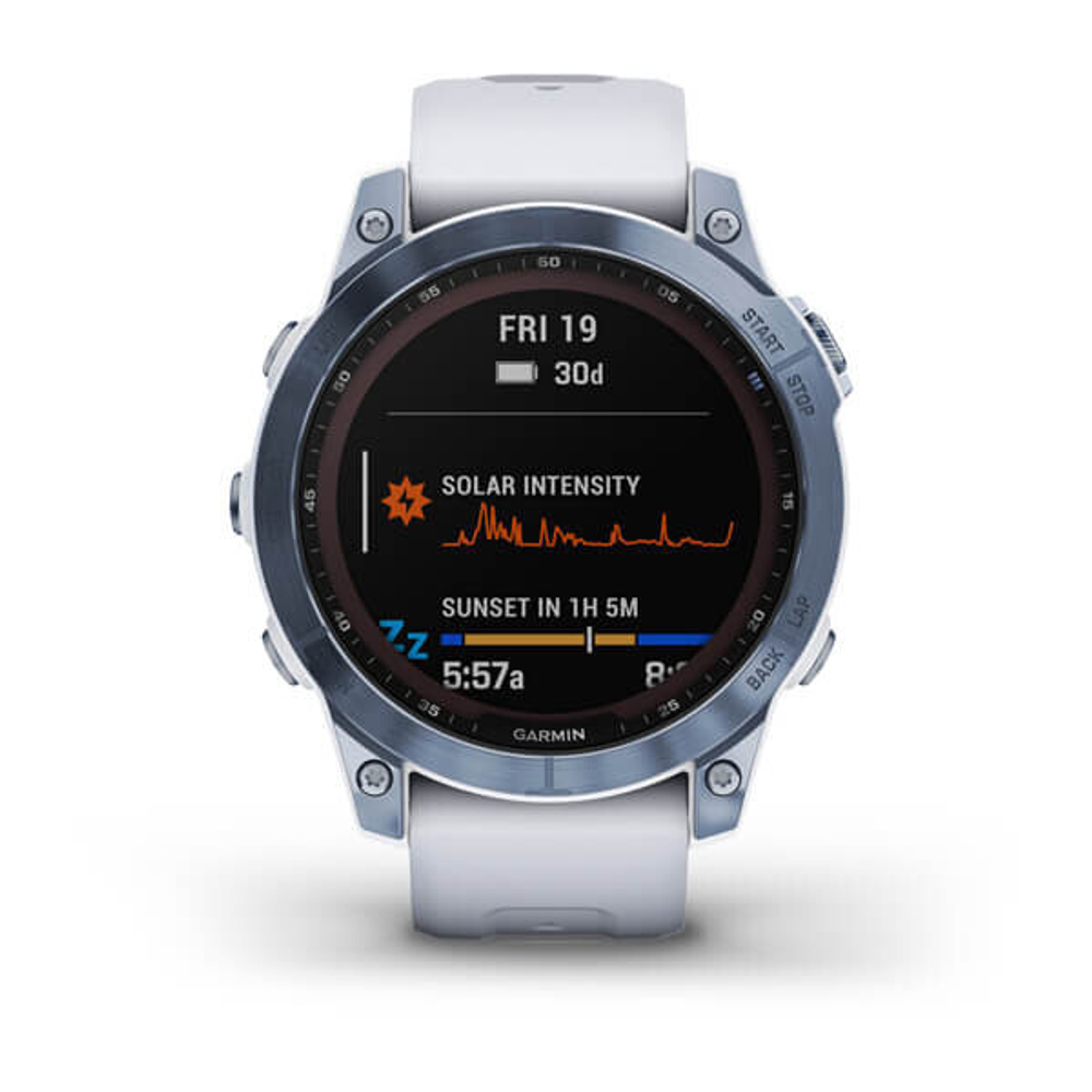 Garmin Fenix 7 Sapphire Solar Титан Mineral Blue DLC с ремешком из белого камня 47 мм (010-02540-25)