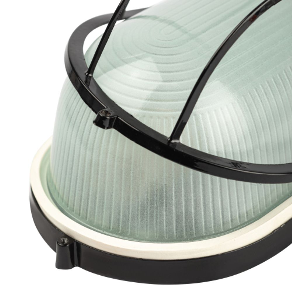 Светильник ЭРА НБП 04-100-002 Акватермо алюминий/стекло решетка IP54 E27 max 100Вт 280х160 овал черный