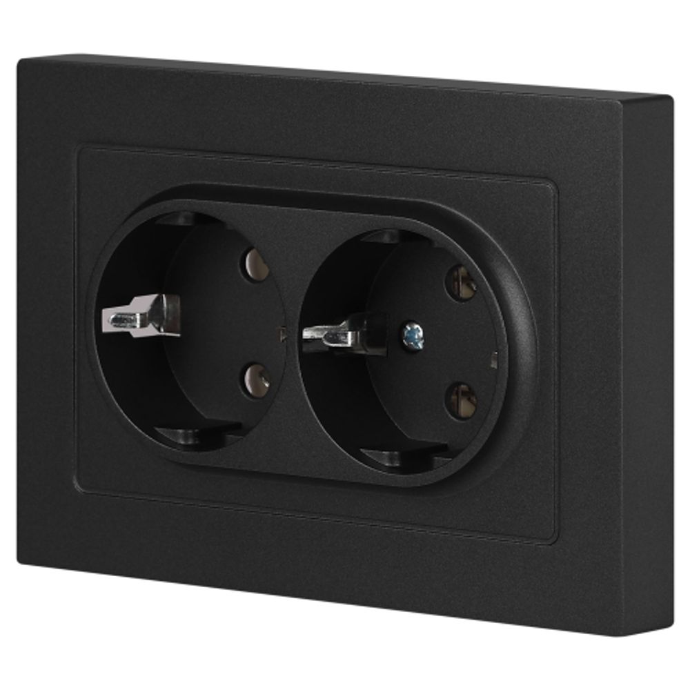 Розетка Intro Accent 6-205-05 двойная с заземлением 2X2P+E Schuko 16А-250В IP20 СУ AL/CU антрацит