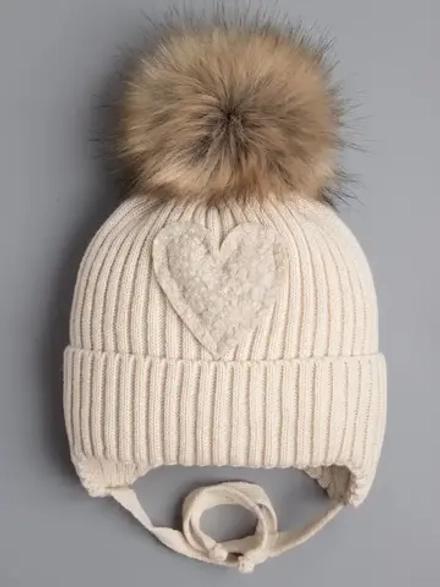 Шапка зимняя вязаная с помпоном для девочки