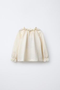 ZARA ОДНОТОННАЯ ФУТБОЛКА, ЭКРЮ