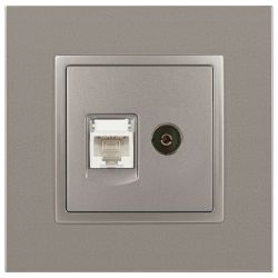 Розетка ЭРА Elegance 14-3110-16 RJ45+TV, титан