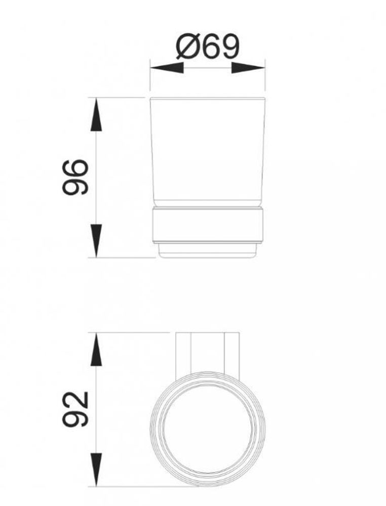 Стаканчик для зубных щеток стекло/латунь SANTORINI 16339.B глянцевый