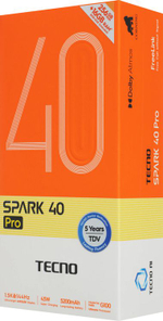 6.78" Смартфон TECNO Spark 40 Pro 8/256Gb,  NFC,  AMOLED,  144Гц,  5200мAч,  синий