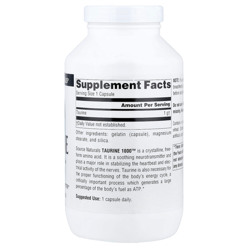 Source Naturals, Taurine 1000™, таурин, 1000 мг, 240 капсул