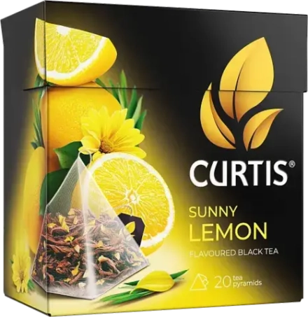 Curtis Sunny Lemon, чай чёрный ароматизированный в пирамидках, 20 × 1,7г. Кёртис