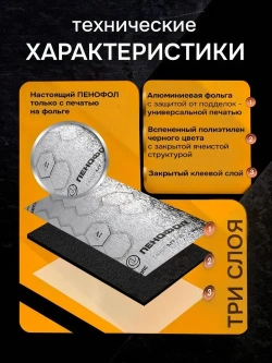 Пенофол BLACK ТИП С10, Длина 15 м, Ширина 0,6 м , Толщина 10 мм, Фольгированная самоклеящаяся теплоизоляция