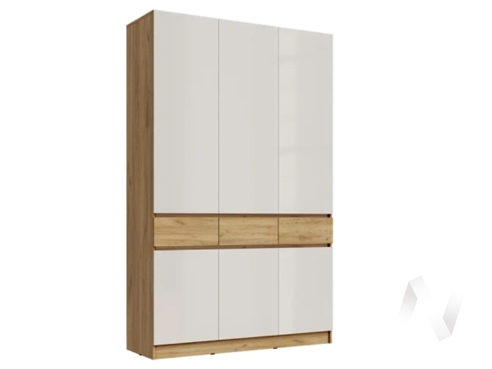 Шкаф 3-х ств МС Роджина (дуб крафт/белый глянец)