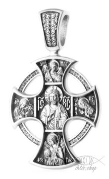 Православный крест с ликами: Гсп-дь Вседержитель. Архангелы, Ангел-Хранитель. Николай Чудотворец. Сергий Радонежский