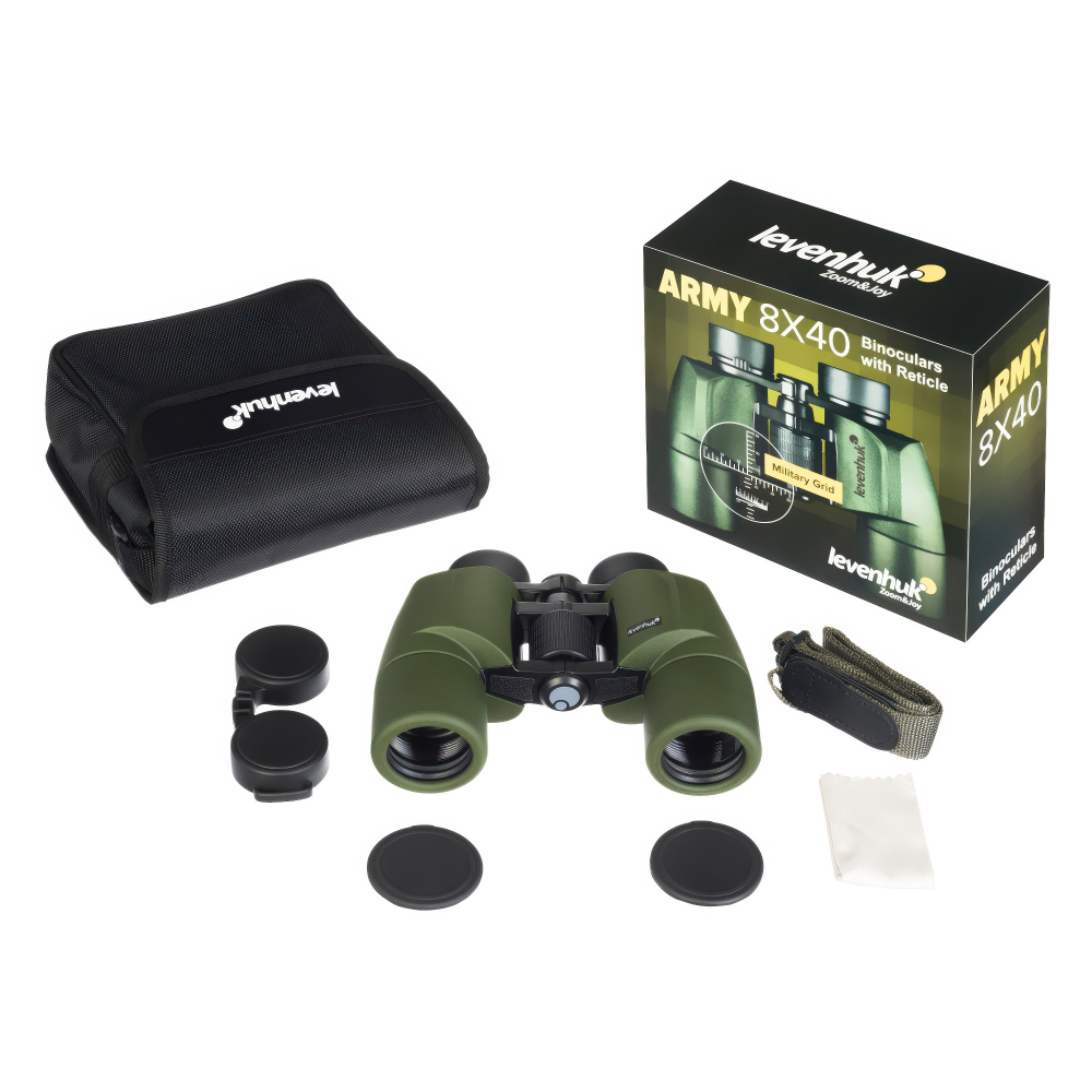 Бинокль Levenhuk Army 8x40 с сеткой - Комплект поставки