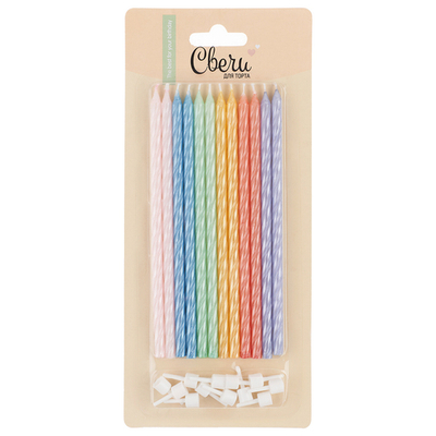 Свечи Спирали, Макарунс, Нежный микс, Перламутр, 14,5 см, 12 шт.