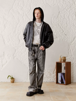 [FROM MOSCOW] Кожаный бомбер KREATE Hooded Leather Jacket