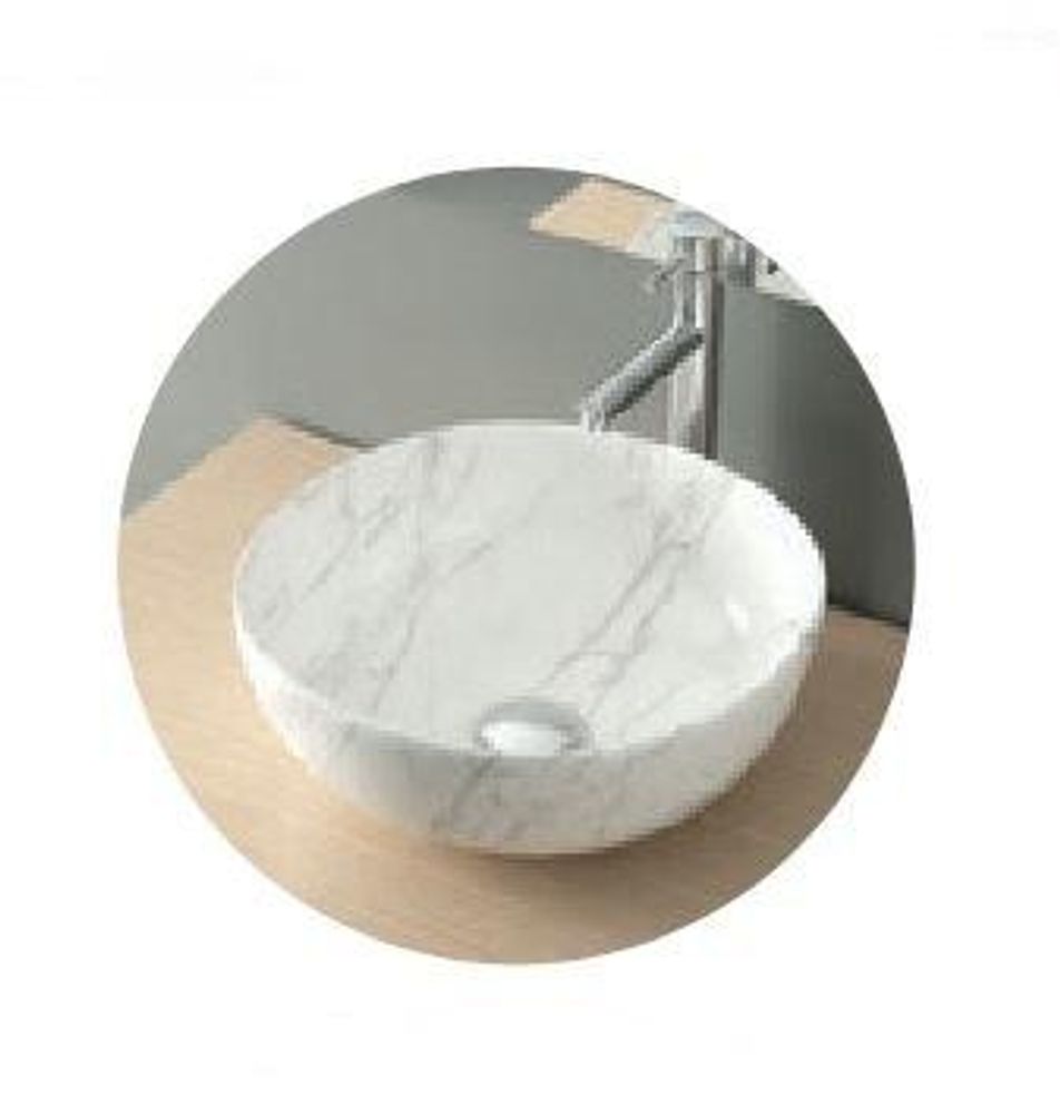 Раковина накладная круглая 400x400x145 мм SPIN40 23594 мрамор белый