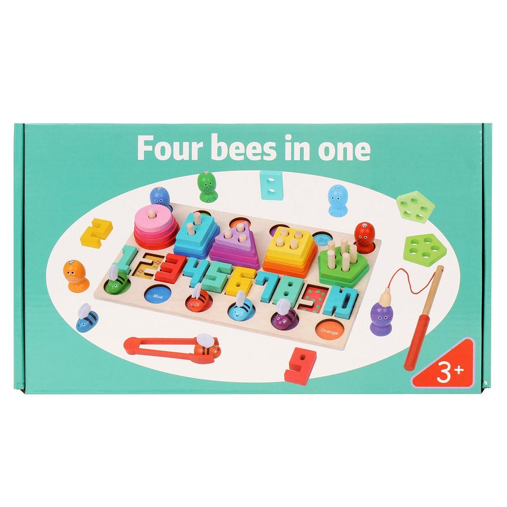 Развивающая игрушка 4 в 1 деревянная (рыбалка + 3 сортера), коробка C-41644