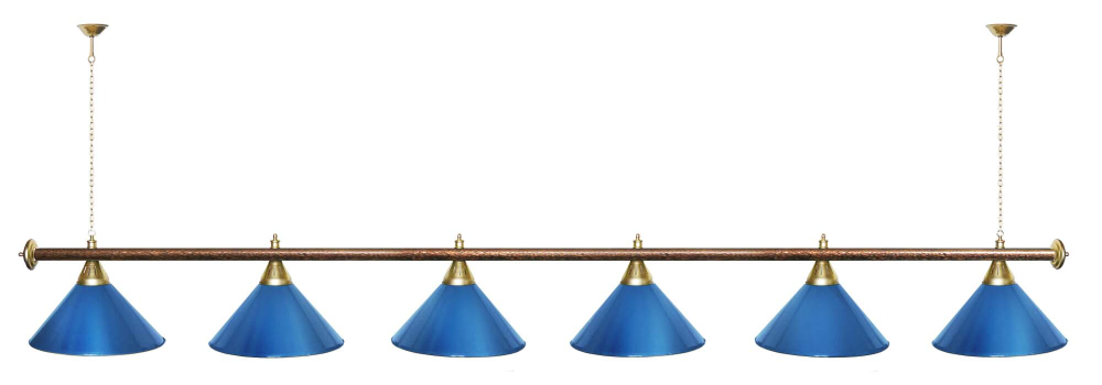 Лампа STARTBILLIARDS 6 пл. (плафоны зеленые,штанга золотая,фурнитура золото)