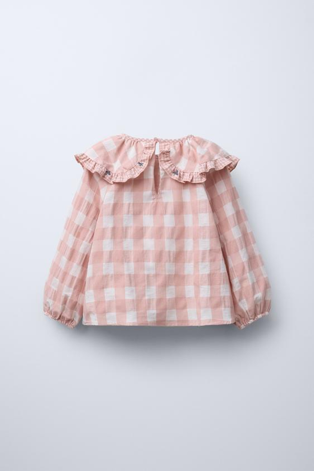 ZARA РУБАШКА В КЛЕТКУ С ЦВЕТОЧНОЙ ВЫШИВКОЙ, РОЗОВЫЙ